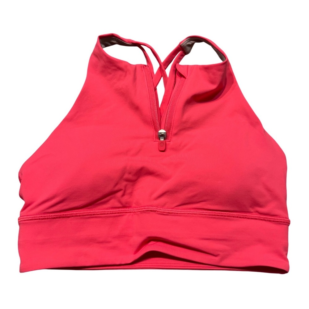 Lululemon Energy High-Neck Longline‎ Bra Zip Lip Gloss Pink LW2EC3S Size 6 NWT